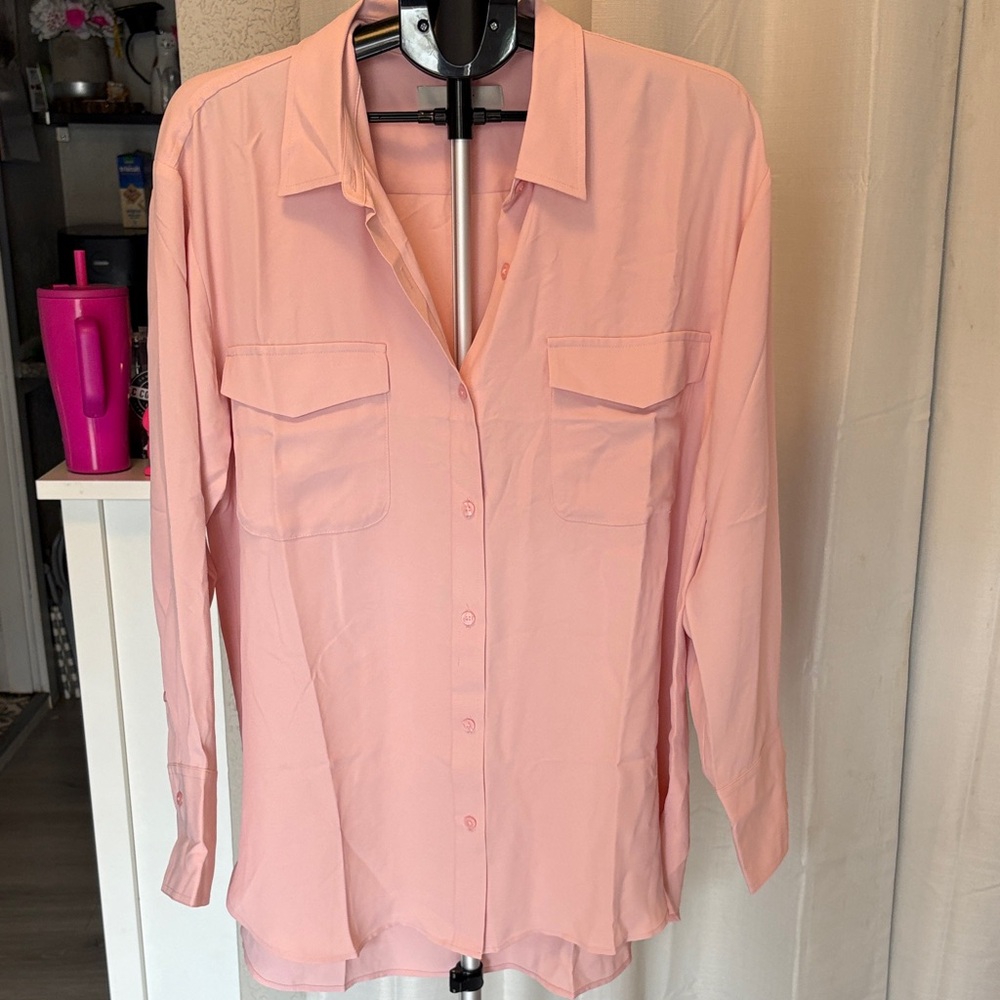 LOFT Light Pink Button-Down Shirt